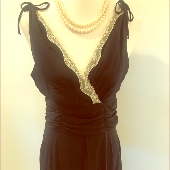 Dress Barn Dresses & Skirts - NWT Dress Barn Black Dress with Lace V Neck  Sz 10